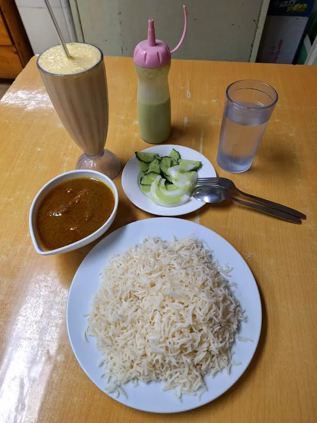 Curry Lamb with Basmati Rice, Mango Lassi