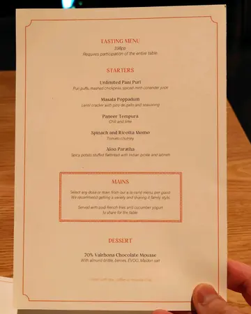 Tasting menu