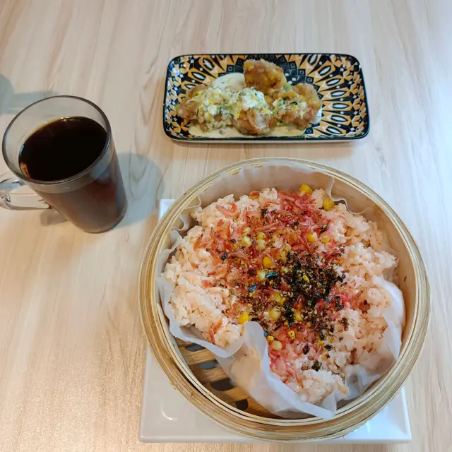 蜜糖芥末雞明太子櫻花蝦蒸飯