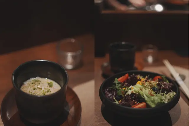 松葉蟹茶碗蒸  &  salad