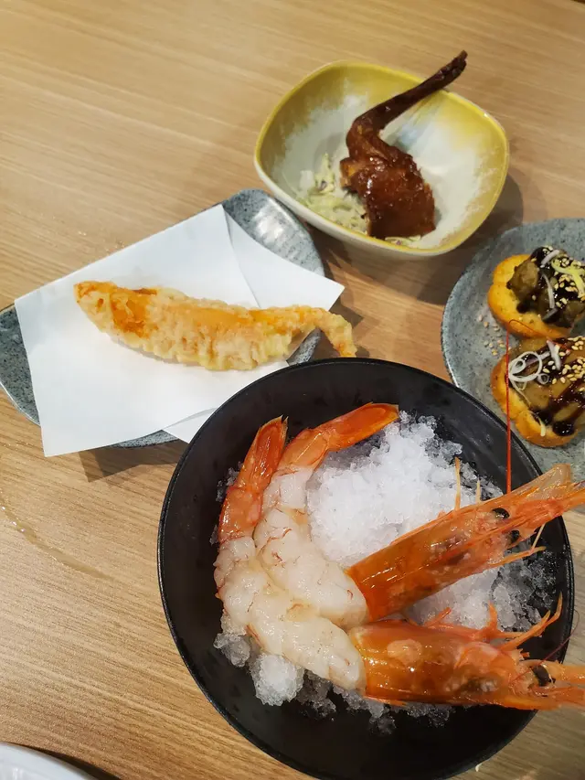 乳鴿+皇帝蟹柳天婦羅+赤蝦