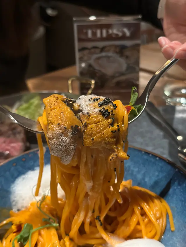 Sea Urchin Pasta with Flying Fish Roe and Fennel Foam