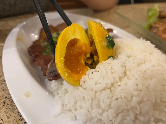 鹽焗流心蛋蔥油豬扒飯