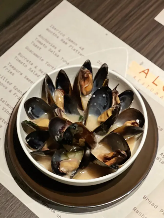 French Baby Mussels Sake Roasted Garlic Puree