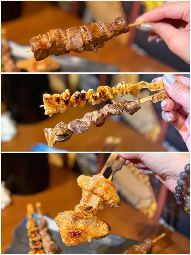 一口和牛串 雞翼串 雞皮串 雞腎串