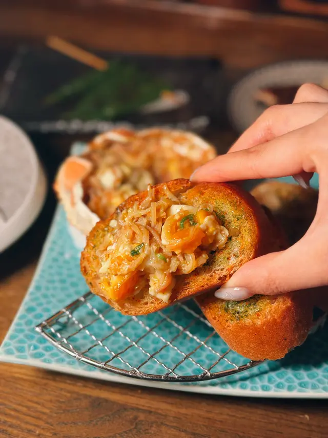 月見蟹味噌甲羅燒