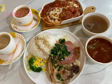焗拿破崙鮮茄豬扒飯、蔥油豬扒火腿飯
