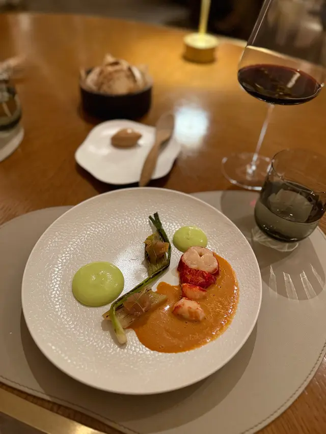 Blue Lobster • Bisque • Shiso • Pickled Shallot • Charred Leek • Menegi