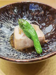 角煮豚肉.蘋果蓉,青椒