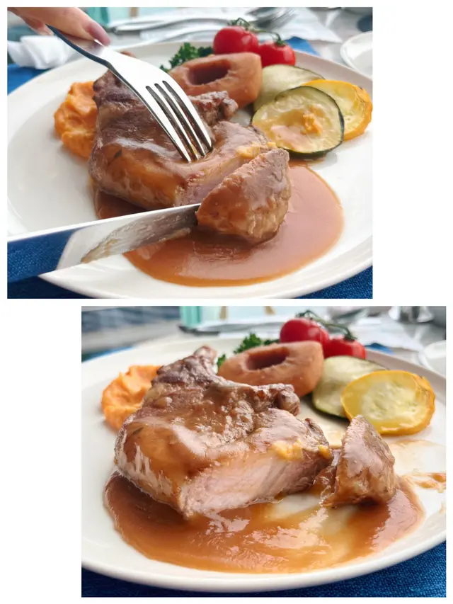 慢煮豬扒配燒汁及蕃薯蓉