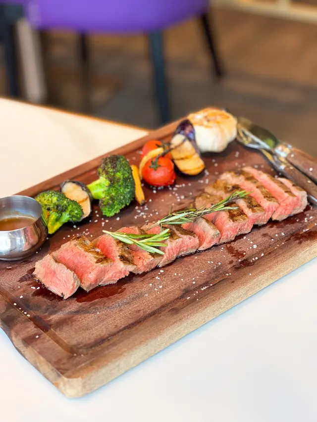 Roasted American Grain-fed Flank Beef with Seasonal Vegetables