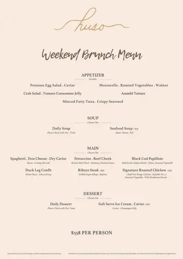 Weekend Brunch Menu