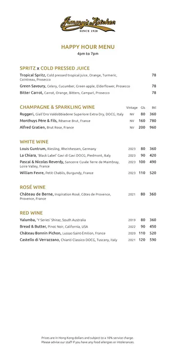 Happy Hour Menu (4pm - 7pm)