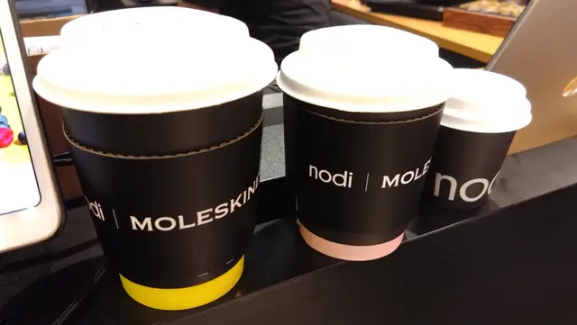 飲品以紙杯盛載,分 large & small size