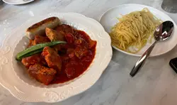 猪梅肉烩意式茄蓉炒意大利粉