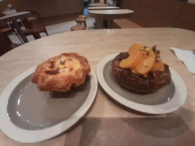 左: 原味千層酥皮撻, 右: 黃桃酥