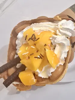 Mango Bubble Ice Cream Waffle