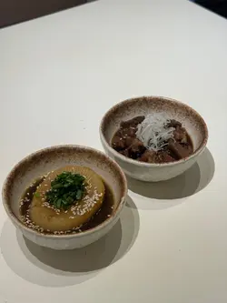 汁煮大根,牛舌筋小食