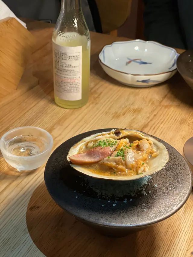 燒北寄貝配海鮮麵鼓高湯